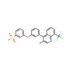 Cc1cnc2c(C(F)(F)F)cccc2c1-c1cccc(Oc2cccc(S(C)(=O)=O)c2)c1 ZINC000045351156