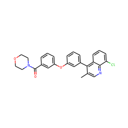 Cc1cnc2c(Cl)cccc2c1-c1cccc(Oc2cccc(C(=O)N3CCOCC3)c2)c1 ZINC000040393473