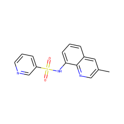 Cc1cnc2c(NS(=O)(=O)c3cccnc3)cccc2c1 ZINC000141817141