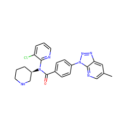 Cc1cnc2c(c1)nnn2-c1ccc(C(=O)N(c2ncccc2Cl)[C@@H]2CCCNC2)cc1 ZINC000219129850