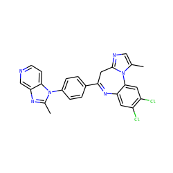 Cc1cnc2n1-c1cc(Cl)c(Cl)cc1N=C(c1ccc(-n3c(C)nc4cnccc43)cc1)C2 ZINC000001492836