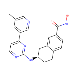 Cc1cncc(-c2ccnc(N[C@@H]3CCc4ccc(C(=O)NO)cc4C3)n2)c1 ZINC000113850338