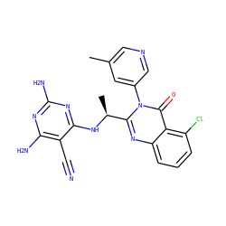 Cc1cncc(-n2c([C@H](C)Nc3nc(N)nc(N)c3C#N)nc3cccc(Cl)c3c2=O)c1 ZINC000220889130