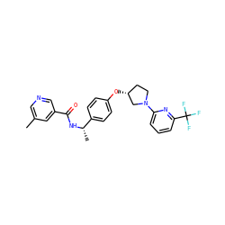 Cc1cncc(C(=O)N[C@@H](C)c2ccc(O[C@@H]3CCN(c4cccc(C(F)(F)F)n4)C3)cc2)c1 ZINC000169709492