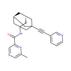 Cc1cncc(C(=O)NC23C[C@H]4C[C@@H](CC(C#Cc5cccnc5)(C4)C2)C3)n1 ZINC000205010661
