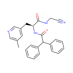Cc1cncc(C[C@H](NC(=O)C(c2ccccc2)c2ccccc2)C(=O)NCC#N)c1 ZINC000013470945