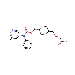 Cc1cncc(N(C(=O)OC[C@H]2CC[C@H](COCC(=O)O)CC2)c2ccccc2)c1 ZINC001772588511