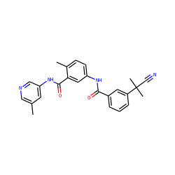 Cc1cncc(NC(=O)c2cc(NC(=O)c3cccc(C(C)(C)C#N)c3)ccc2C)c1 ZINC000040410667