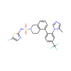 Cc1cncn1-c1cc(C(F)(F)F)ccc1-c1cccc2c1CCN(S(=O)(=O)Nc1ncc(F)s1)C2 ZINC000147494469