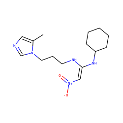 Cc1cncn1CCCN/C(=C\[N+](=O)[O-])NC1CCCCC1 ZINC000043200904