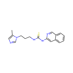 Cc1cncn1CCCNC(=S)Nc1cc2ccccc2cn1 ZINC000096271479