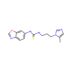 Cc1cncn1CCCNC(=S)Nc1ccc2ncoc2c1 ZINC000096271484