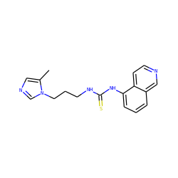 Cc1cncn1CCCNC(=S)Nc1cccc2cnccc12 ZINC000096271474