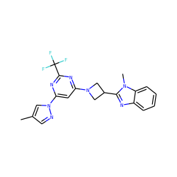 Cc1cnn(-c2cc(N3CC(c4nc5ccccc5n4C)C3)nc(C(F)(F)F)n2)c1 ZINC000143096316