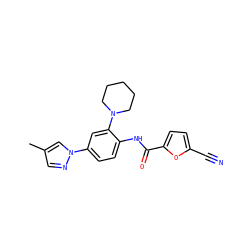 Cc1cnn(-c2ccc(NC(=O)c3ccc(C#N)o3)c(N3CCCCC3)c2)c1 ZINC000029039447