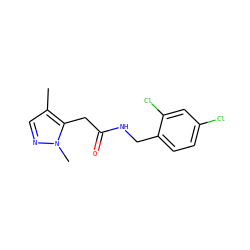 Cc1cnn(C)c1CC(=O)NCc1ccc(Cl)cc1Cl ZINC000043200451