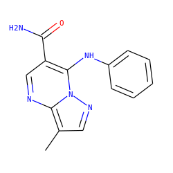 Cc1cnn2c(Nc3ccccc3)c(C(N)=O)cnc12 ZINC000653780516