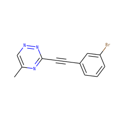 Cc1cnnc(C#Cc2cccc(Br)c2)n1 ZINC000028701671