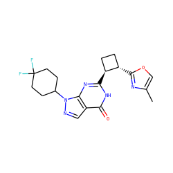 Cc1coc([C@H]2CC[C@@H]2c2nc3c(cnn3C3CCC(F)(F)CC3)c(=O)[nH]2)n1 ZINC000145045149