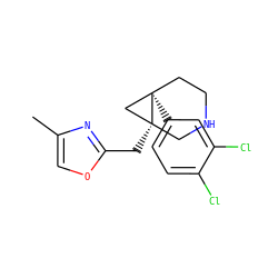Cc1coc(C[C@@]23CNCC[C@]2(c2ccc(Cl)c(Cl)c2)C3)n1 ZINC000072116221