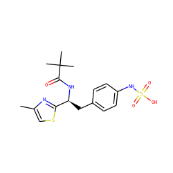 Cc1csc([C@H](Cc2ccc(NS(=O)(=O)O)cc2)NC(=O)C(C)(C)C)n1 ZINC000114376702