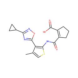 Cc1csc(NC(=O)C2=C(C(=O)O)CCC2)c1-c1nc(C2CC2)no1 ZINC000147022807