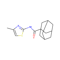 Cc1csc(NC(=O)C23CC4CC(CC(C4)C2)C3)n1 ZINC000005748688