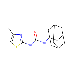 Cc1csc(NC(=O)NC23CC4CC(CC(C4)C2)C3)n1 ZINC000043467769