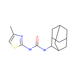 Cc1csc(NC(=O)NC2C3CC4CC(C3)CC2C4)n1 ZINC000096271164