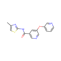 Cc1csc(NC(=O)c2cncc(Oc3cccnc3)c2)n1 ZINC000118264643