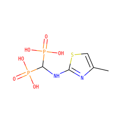 Cc1csc(NC(P(=O)(O)O)P(=O)(O)O)n1 ZINC000028471464