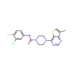 Cc1csc2c(N3CCN(C(=O)Nc4ccc(Cl)c(Cl)c4)CC3)ncnc12 ZINC000001027174