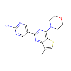 Cc1csc2c(N3CCOCC3)nc(-c3cnc(N)nc3)nc12 ZINC000095577589