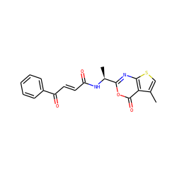 Cc1csc2nc([C@H](C)NC(=O)/C=C/C(=O)c3ccccc3)oc(=O)c12 ZINC000002005813