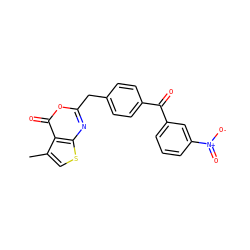 Cc1csc2nc(Cc3ccc(C(=O)c4cccc([N+](=O)[O-])c4)cc3)oc(=O)c12 ZINC000006523544