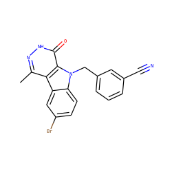 Cc1n[nH]c(=O)c2c1c1cc(Br)ccc1n2Cc1cccc(C#N)c1 ZINC000084739461