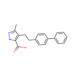 Cc1n[nH]c(C(=O)O)c1CCc1ccc(-c2ccccc2)cc1 ZINC000084615950
