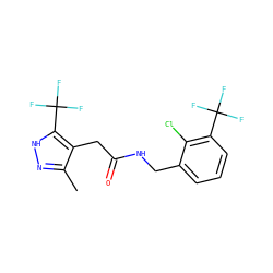 Cc1n[nH]c(C(F)(F)F)c1CC(=O)NCc1cccc(C(F)(F)F)c1Cl ZINC000043177558