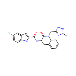 Cc1n[nH]c(CN2C(=O)[C@@H](NC(=O)c3cc4cc(Cl)ccc4[nH]3)Cc3ccccc32)n1 ZINC000013587931