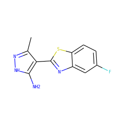 Cc1n[nH]c(N)c1-c1nc2cc(F)ccc2s1 ZINC000114397905