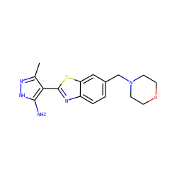 Cc1n[nH]c(N)c1-c1nc2ccc(CN3CCOCC3)cc2s1 ZINC000114400331