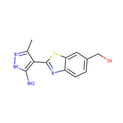 Cc1n[nH]c(N)c1-c1nc2ccc(CO)cc2s1 ZINC000114400675