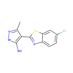 Cc1n[nH]c(N)c1-c1nc2ccc(Cl)cc2s1 ZINC000114397830