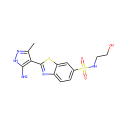 Cc1n[nH]c(N)c1-c1nc2ccc(S(=O)(=O)NCCO)cc2s1 ZINC000114398106