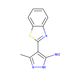 Cc1n[nH]c(N)c1-c1nc2ccccc2s1 ZINC000019721825