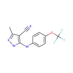 Cc1n[nH]c(Nc2ccc(OC(F)(F)F)cc2)c1C#N ZINC000013781022