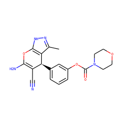Cc1n[nH]c2c1[C@@H](c1cccc(OC(=O)N3CCOCC3)c1)C(C#N)=C(N)O2 ZINC000004005042