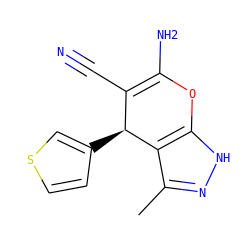 Cc1n[nH]c2c1[C@@H](c1ccsc1)C(C#N)=C(N)O2 ZINC000006664224