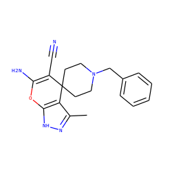 Cc1n[nH]c2c1C1(CCN(Cc3ccccc3)CC1)C(C#N)=C(N)O2 ZINC000000244747