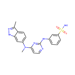 Cc1n[nH]c2cc(N(C)c3ccnc(Nc4cccc(S(N)(=O)=O)c4)n3)ccc12 ZINC000003945461